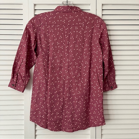 H&M Girls Mauve Stars print Shirt Dress long sleeve, size US 6X (6-7 Yrs) cotton - Picture 7 of 8
